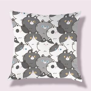 Cartoon Kitty Cats Pattern Zippered Pillowcase for Accent Pillow 17" x 17"